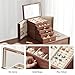 CHOSIN Black Walnut Wooden Jewelry Box for Women with Mirror, 5 Drawers and 2 Side Doors for Watches, Necklaces, Rings, Earrings Storage Valentine's Day Gift