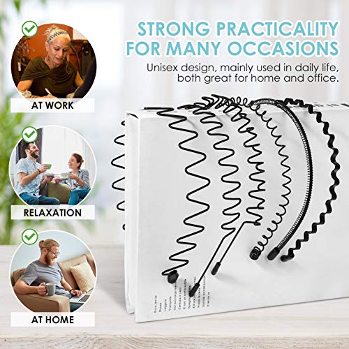 Lurrose 6Pcs Metal Hair Band Men Women Comb Headbands&2Pcs Sport Headbands Sweatband Unisex Hair Bands Wavy Hair Hoop For Home,Outdoor,Sport And Yoga #TOP2