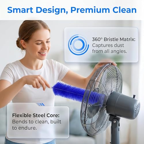 Image of Fan Cleaning Brush, 2026 New Bendable Microfiber Head Dusting Brushes,Air Conditioning, Car Vents and Blind, Reusable Fan Cleaner Brush Dust Remover for Electric Fans (Gray 43cm)