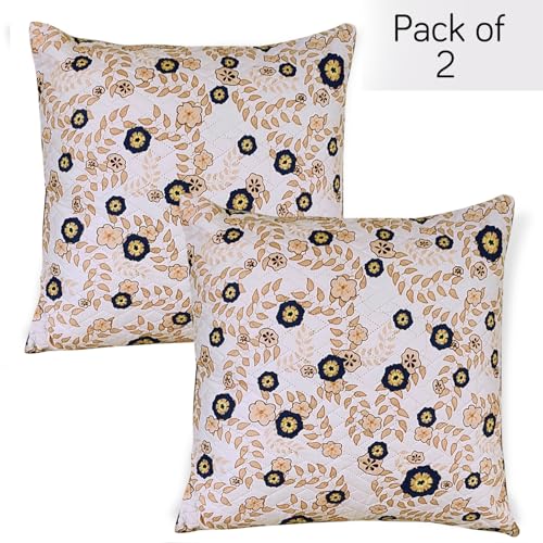 Image of HOKIPO Printed Cushion Cover 22x22 in, Light Peach Candytuft