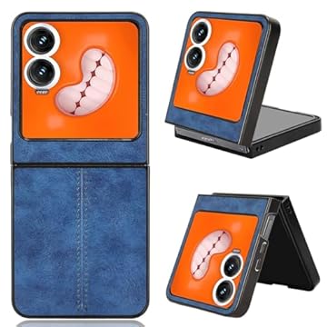 Kukoufey Capas de telefone compatíveis com Infinix Zero Flip, couro PU retrô, ultrafino, à prova de choque, compatível com Infinix Zero Flip X6962, capa azul