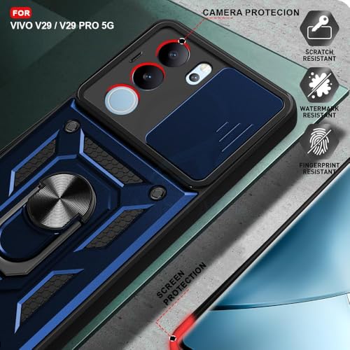 Image of Luxe Back Cover for Vivo V29 Pro 5G / Vivo V29 5G | D10 Tough Armor | Sliding Camera Shield | 360 Protection | Kickstand Ring Holder | Military-Grade Shockproof Bumper