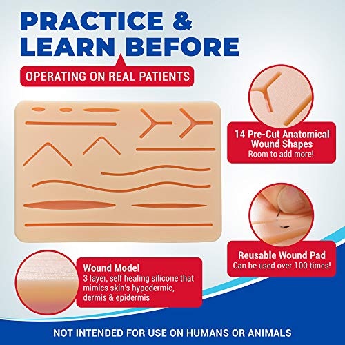 Suture Practice Kit for Suturing Training: Advanced 30 Piece Suture Kit with Large