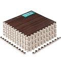 Yes4All Interlocking Foam Tiles, Non-Slip Foam Floor Tiles for Home Gym- Walnut Wood Dark, 12 Tiles 24"x 24"x 7/16" Cover 48 Sqft