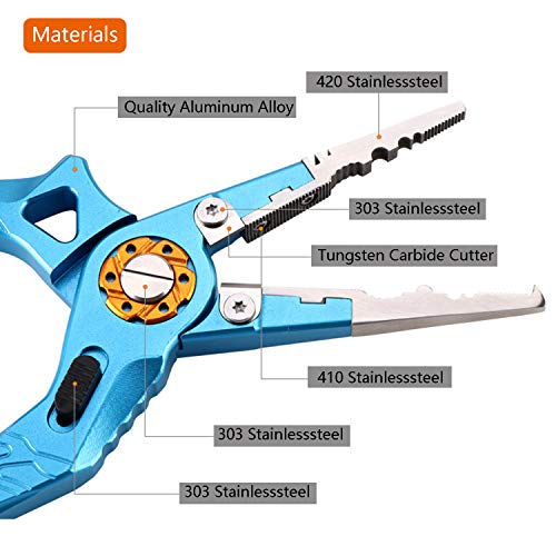 GREATFISHING Alicate de pesca de alumínio, cortadores trançados, anel dividido, removedor de anzol,