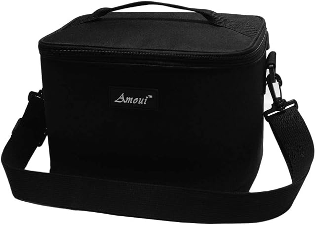 7L Lunch Bag Insulated Thermal Food Bag Black Small Cool Bag Bento Lunchbox Thermos Lunch Bags Keep Food Cooler or Warmer for Men Women Adults School Work