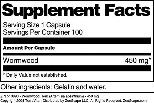 Miniatura 5 de Hierba de ajenjo (Artemisia Absinthium) - 450 mg (100 Cápsulas, ZIN 510990)