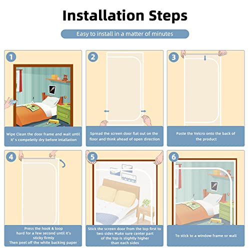 Upgraded Pet Screen Door Fits Doors Up to 32"x78",Heavy Duty Cat Proof Mesh Screen Door with Zipper Closure,Prevent Cats Running Out from Home,Bedroom,Living Room,Kitchen (Black) - Image 8