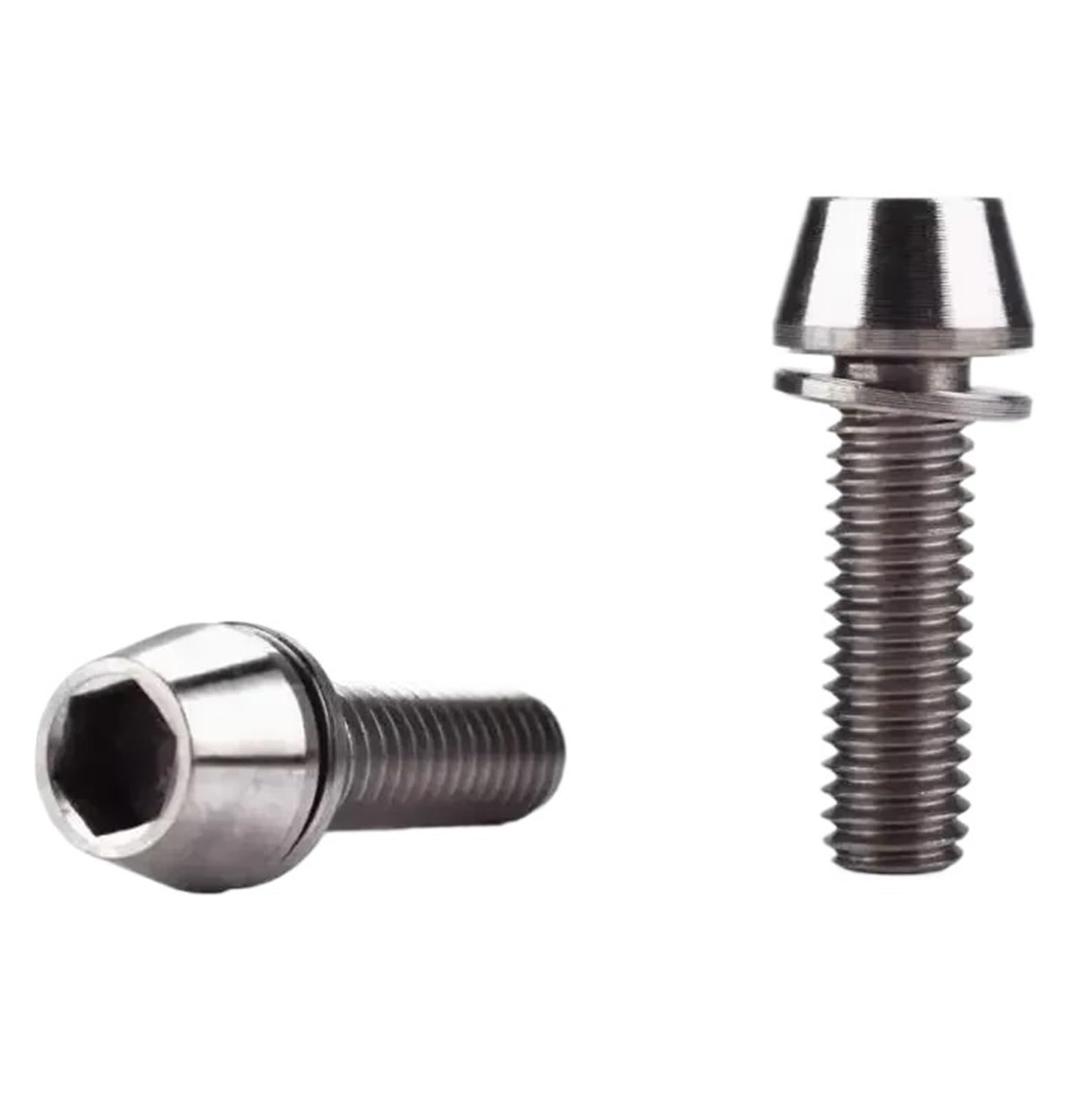 2-6 szt. śrub tytanowych M5 M6X16/18/20/25 z łbem stożkowym i podkładką uszczelniającą do mostka rowerowego(Titanium gray,6pcs,M6X18mm)
