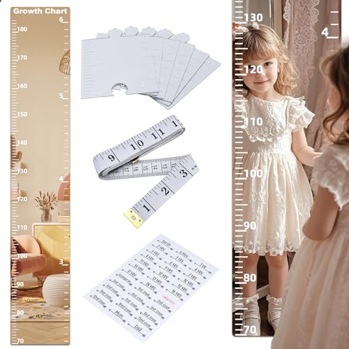 Image of Growth Chart Mirror, Growth Chart Mirror for Wall, Mirror Growth Chart for Wall, Children's Growth Chart Mirror, Puzzle Mirror Growth Chart, Foldable Height Measuring Mirror, Bedroom Wall Decor