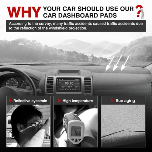 Image of Autorder Gray Dashboard Cover Mat for Nissan Frontier 2007-2021 / Suzuki Equator 2009-2012 Accessories Dash Cover Upgrade Polyester Dash Mat Sunshade Glare UV Rays Protector