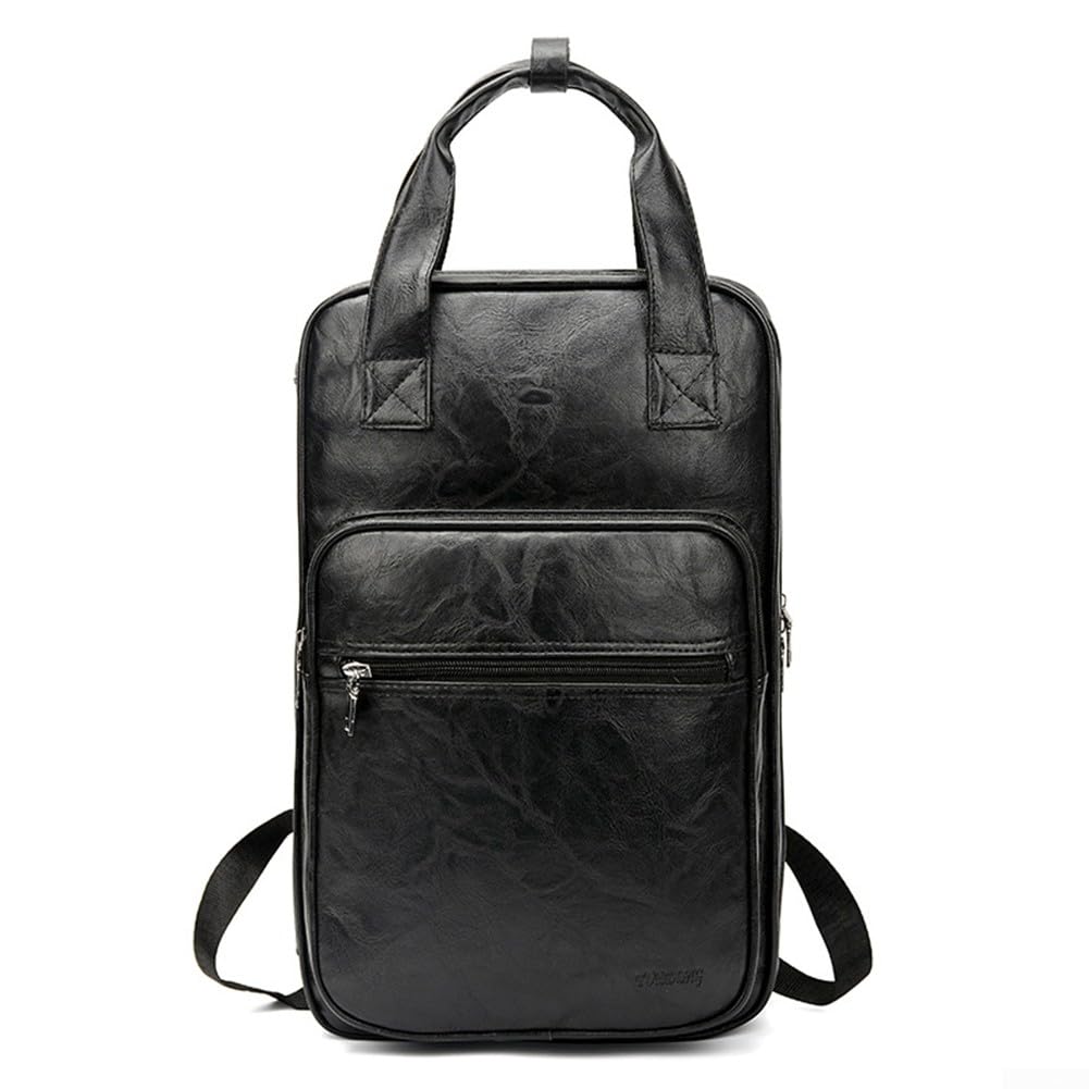 DAZZLEEX Borsa per bacchette in pelle PU, 5 tasche, borsa per bacchette, zaino, morbida, impermeabile, resistente all'usura, 54 x 17 x 3 cm (nero)