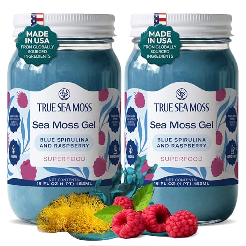 True Sea Moss – Sea Moss Gel – Blue Spirulina, Pack of 2 (Labels may Vary)