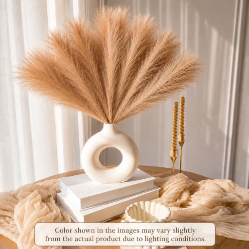 Image of CURATED CART Faux Pampas Grass, 12 Pcs Small Artificial Flowers for Home Decoration, Office, Bedroom, Living Room, Table Decor, 41 cm Height, (Without Vase)