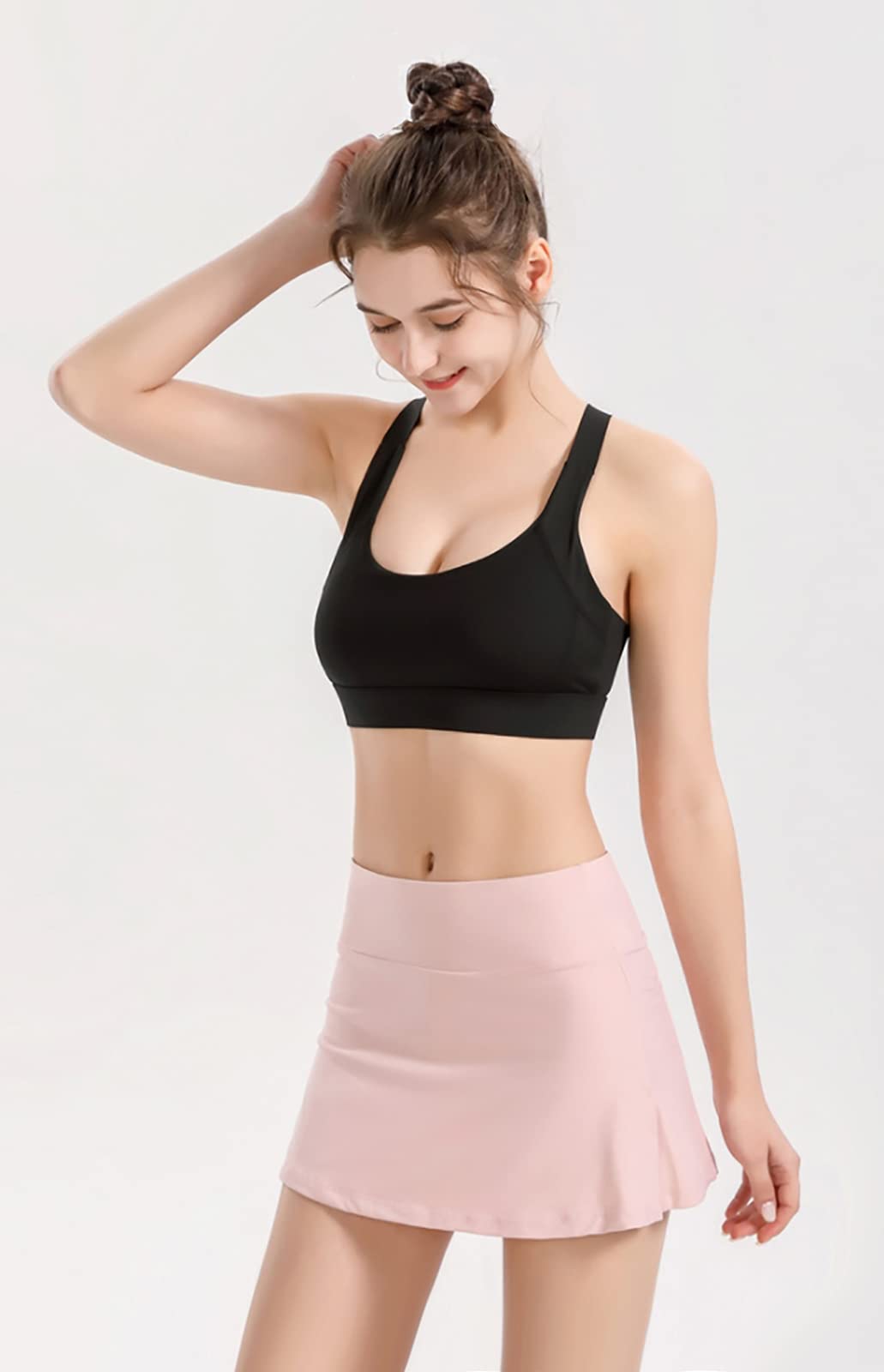Always - Minigonna svasata da donna, a vita alta, casual, elasticizzata, a pieghe, Ap025 / Rosa, M