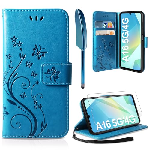 AROYI Coque Compatible avec Samsung Galaxy A16 5G / 4G, Retro Design PU Etui Housse en Cuir Portefeuille de Protection Fonction Stand Video Porte Carte Credit Ticket...