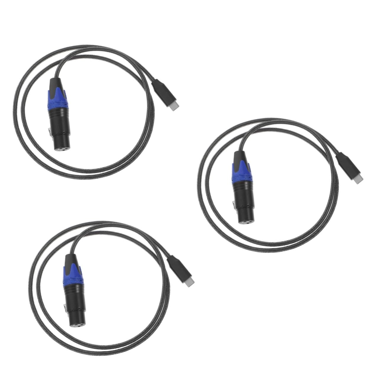 ibasenice 3St Adapterkabel xlr mikrofonkabel anschlusskabel Audio-Verbindungskabel Kabel für Tonprofis Leichtes Kabel Mikrofonkonsolenkabel Typ-C-zu-XLR-Verbindungskabel Kupfer Blue