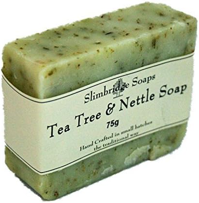 Naturally Antiseptic Handmade Natural Tea Tree & Nettle Soap Bar - Acne/Blackhead/keratosis Pilaris/Athlete's Foot - 75g