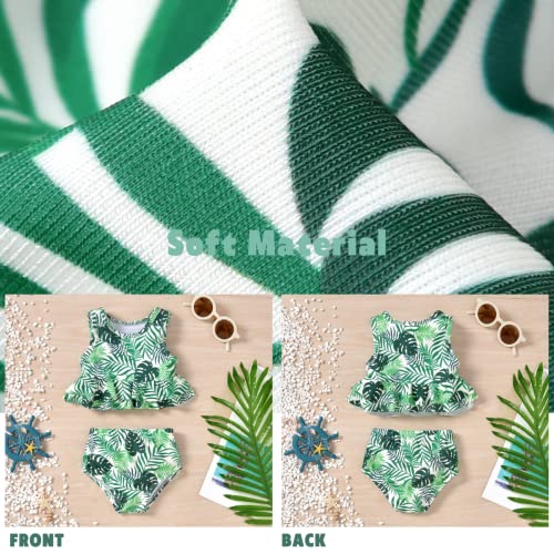 Aalizzwell 12-24 Months Toddler Baby Girls Swimsuit Two Piece Palm Leaves Ruffle Bathing Suit Bikini Tops Green Swimming Suit Swimwear Beach Wear 18 Months #TOP3