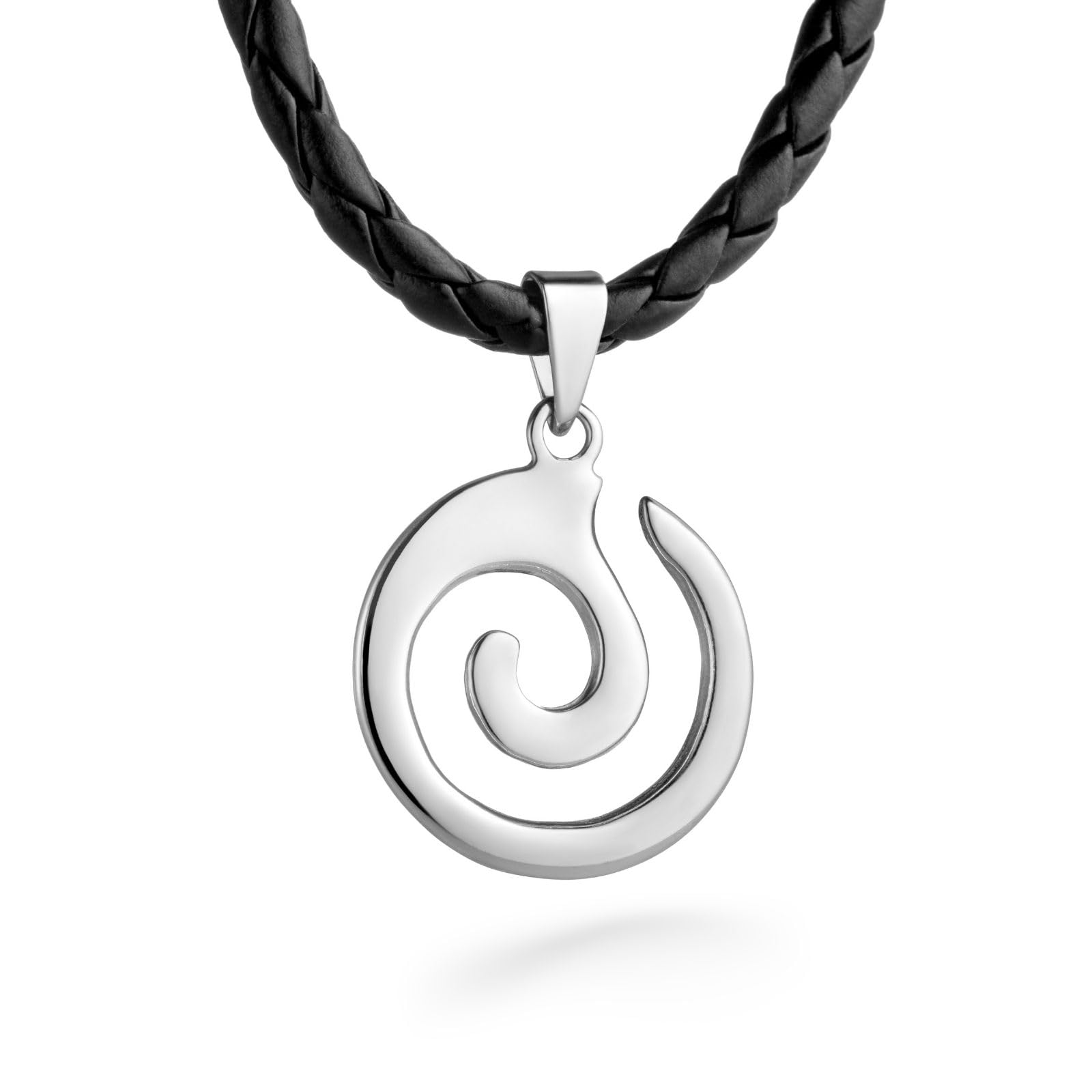 Collana Da Uomo Con Pendente A Spirale Maori Koru E Catenina In Pelle