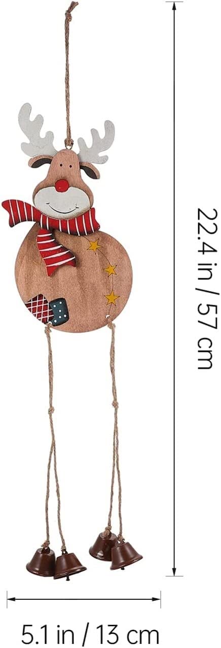 Weihnachtsbaumschmuck, Weihnachtskugeln, hängende Dekoration, Weihnachtsbaumglocken-Ornamente, Holz-Rentier-Ausschnitt, hängende Dekorationen, Weihnachtselch-Figur, Anhänger, rustikal, dekorativ (Farb