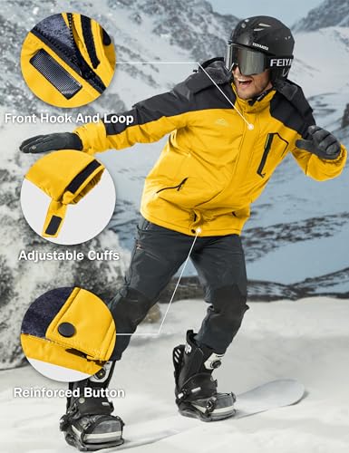 Image of MAGCOMSEN Men's Winter Coats Waterproof Ski Snow Jacket Warm Fleece Jacket Parka Raincoats With Multi-Pockets| Standard Length
