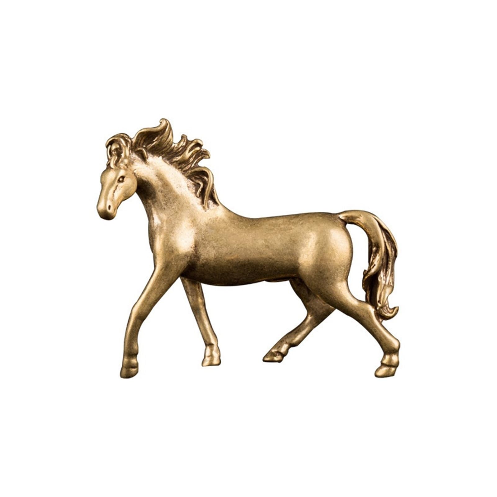 Huolimxun Vintage Brass Horse Ornament Creative Desk Tea Pet Success Lucky Decor Copper Horse Sculpture Gift