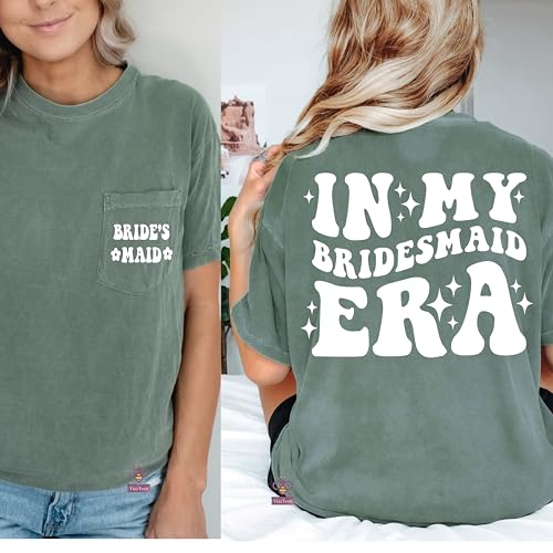 In My Bride Era, In My Maid of Honor, Bridesmaid, Matron of Honor Era Bachelorette Party Shirts, Bridesmaid Gifts, Comfort Colors Pocket T-Shirts, Bride's Team, Bridal Shower T-shirts3