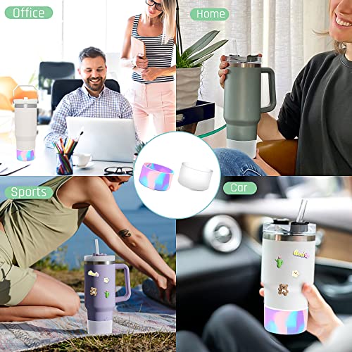 2 Pcs Protective Silicone Boot Compatible For Stanley Quencher Adventure 40Oz Tumbler & Stanley Iceflow 20Oz 30Oz,Hydrapex 40Oz,Anti-Slip Bpa Free Bottle Bottom Sleeve Cover (Clear And Three-Color) #TOP5