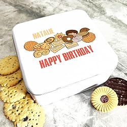 Square Cookies Selection Happy Birthday Personalised Biscuit Tin
