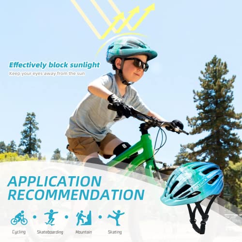 Image of Exclusky Kids Bike Helmet with LED Light - Adjustable Multi-Sport Youth Helmet for Boys & Girls, Ages 5-12, Fits 50-57cm, Cycling Safety Gear