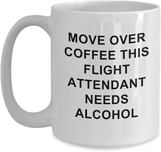 Flight attendant coffee mug funny unique alcohol best novelty gift idea cup for him her attending aviation airplane steward stewardess