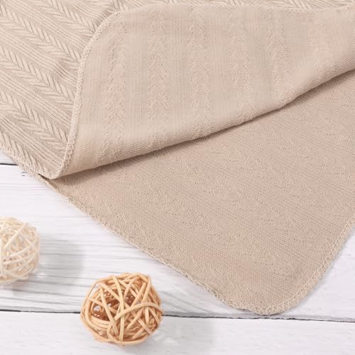 Image of AQOKKA Baby Swaddle Blankets with Bow Hat Mittens Set Wheat-Pattern Infant Receiving Blankets Swaddles for Newborns Unisex Toddler Swaddle Wrap Sets for Baby Girls Boys Nursery Warm Shower Gift