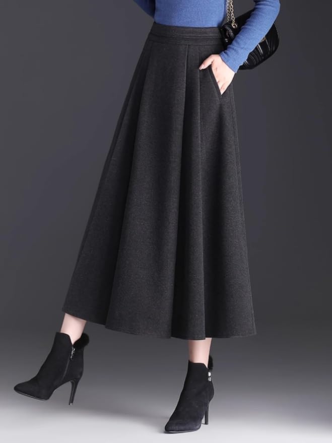 kuri-y！RHC Wool Skirt Wool Skirt, Wool Midi Skirt, Grey Wool Skirt, Winter Circle