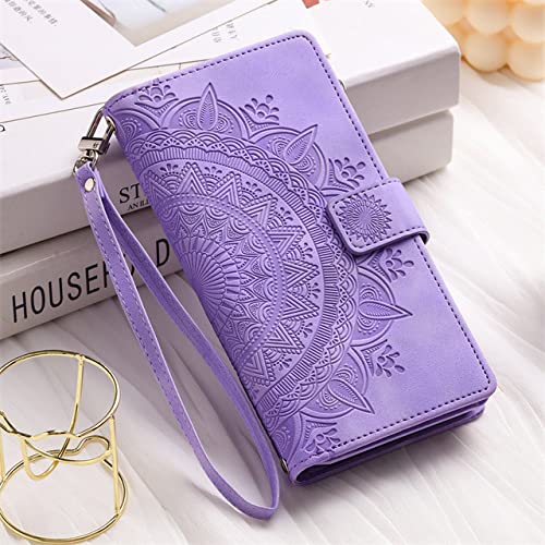 Coque en cuir pour iPhone 14 13 12 Mini étui portefeuille magnétique violet
