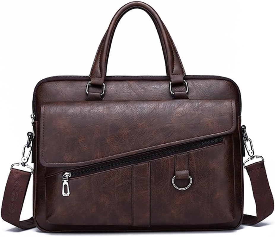 Men Briefcase Split Leather Laptop BagTotes Male Vintage Business Men Bagsr