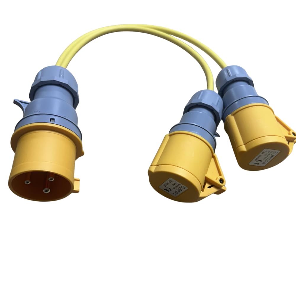 Marten 110V 32A Plug to 2 x 16A Socket Splitter Lead | Genuine Europa Industrial Connectors | Arctic Flexible Cable | IP44 | UK Assembled & Tested