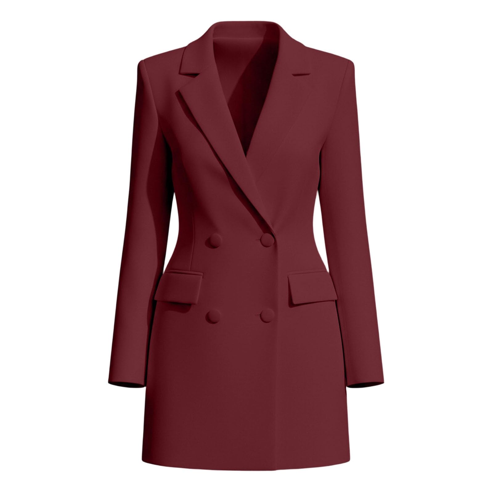 2026 Chaqueta Entretiempo Mujer Elegante Vestido Casual de Color Liso y Corte Ajustado con Mangas largas. Conjunto Moderno.