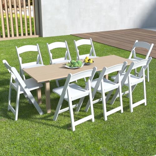 IWDOO 8 Resin Folding Chairs, White Resin Chairs with Padded Seat, Lightweight Foldable Chairs, Comfortable Folding Chairs for Wedding Party Home Event Picnic School Indoor Outdoor, 600lbs Capacity