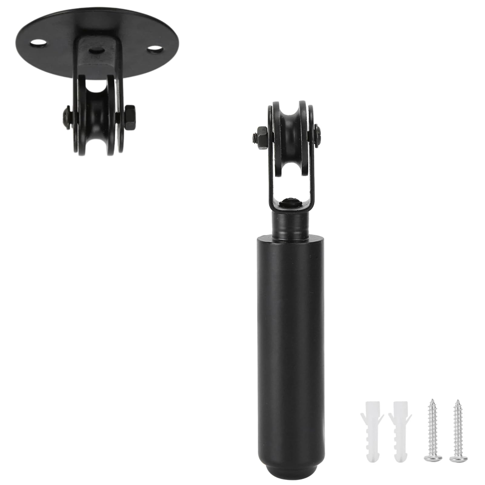 Tomotato Chandelier Pulley, Black Wall Mounted Pendant Lamp Pulley with Bearing Rod, High Pressure Cast Iron, for Home, Restaurant, and Office Lighting (1PCS)
