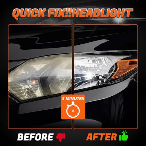 Headlight Restoration Kit Headlight Cleaner Head Light Cleaner Removing Yellowing Oxidized with Headlight Cleaner Coating Agent Sponge Towel (Scratches & Damages Cannot be Repaired) - Image 4