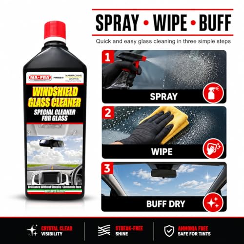 Image of Windshield Glass Cleaner 1L | Ammonia Free Car Glass Cleaner Liquid for Windshield, Windows, Mirrors & Auto Glass | Streak-Free Shine, Removes Dust, Dirt, Grime & Road Film