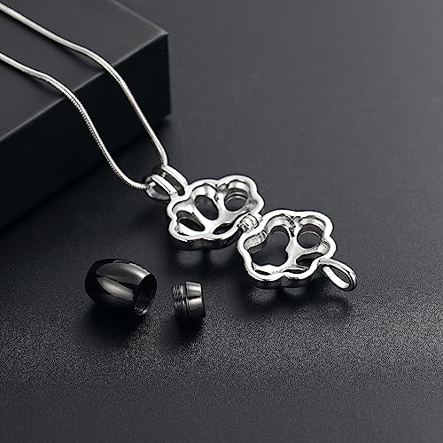 QGJNSGC Pet Cremation Jewelry for Ashes for Dog Cat Paw Print Memorial Locket Urn Necklace with Mini Case Keepsake Cremation Jewelry for Women/Men - Image 4