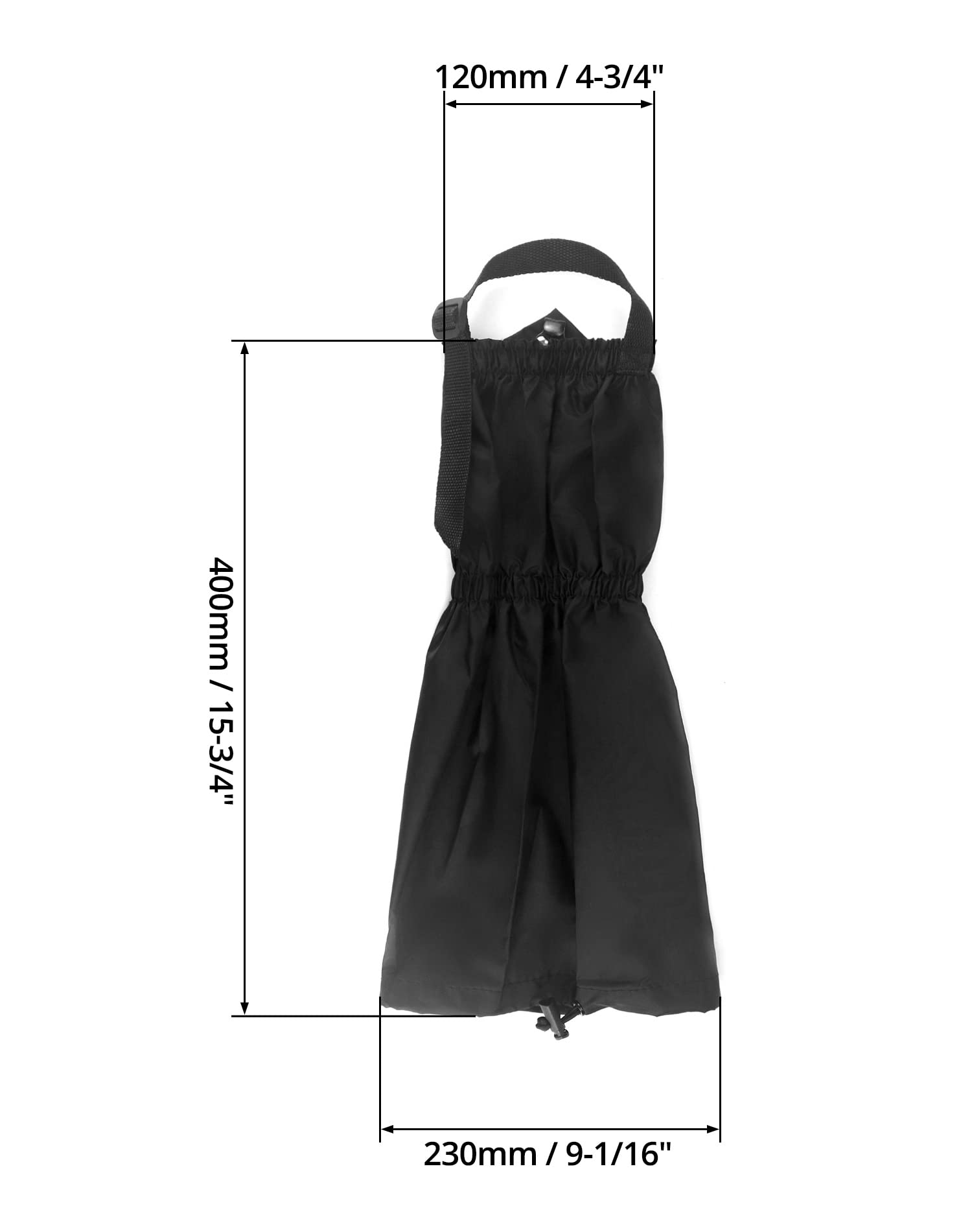 QWORK® Ghette per Esterni Regolabile Impermeabili Traspiranti Protezione per Le Gambe Ghetta Stivali da Neve Legging Ghette per Escursioni all'aperto Sci Arrampicata (Nero)