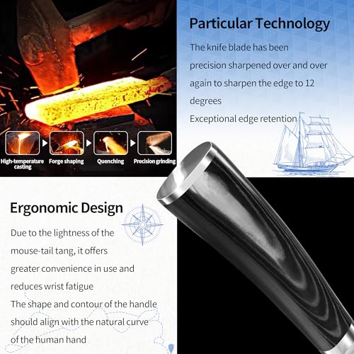 Image of XYJ 8 Inch Japanese Damascus Steel Chef Knife, Razor Sharp VG10 Core Damascus Knife Original, Full Tang Slicing Knife with Sheath, Durable Meat Cutting Knife for Kitchen Use