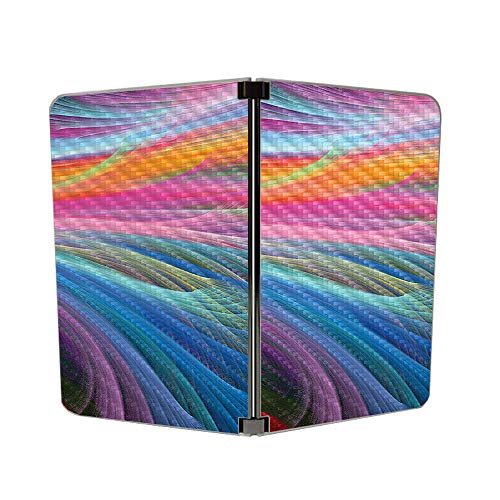Image of MIGHTY SKINS MightySkins Carbon Fiber Skin for Microsoft Surface Duo - Rainbow Waves | Protective, Durable Textured Carbon Fiber Finish | Easy to Apply | Made in The USA