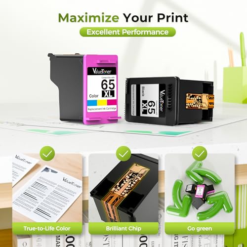 Image of 3-Pack 65 Ink for HP 65XL for HP 65 Ink Cartridges Black /Color Combo Pack