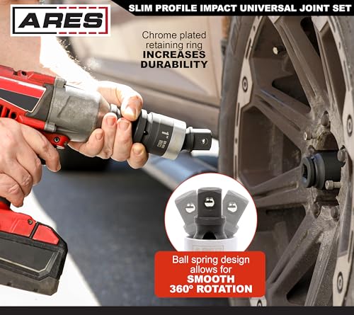 Image of ARES 2061002 1in Drive Slim Impact Universal Joint, 360 Swivel