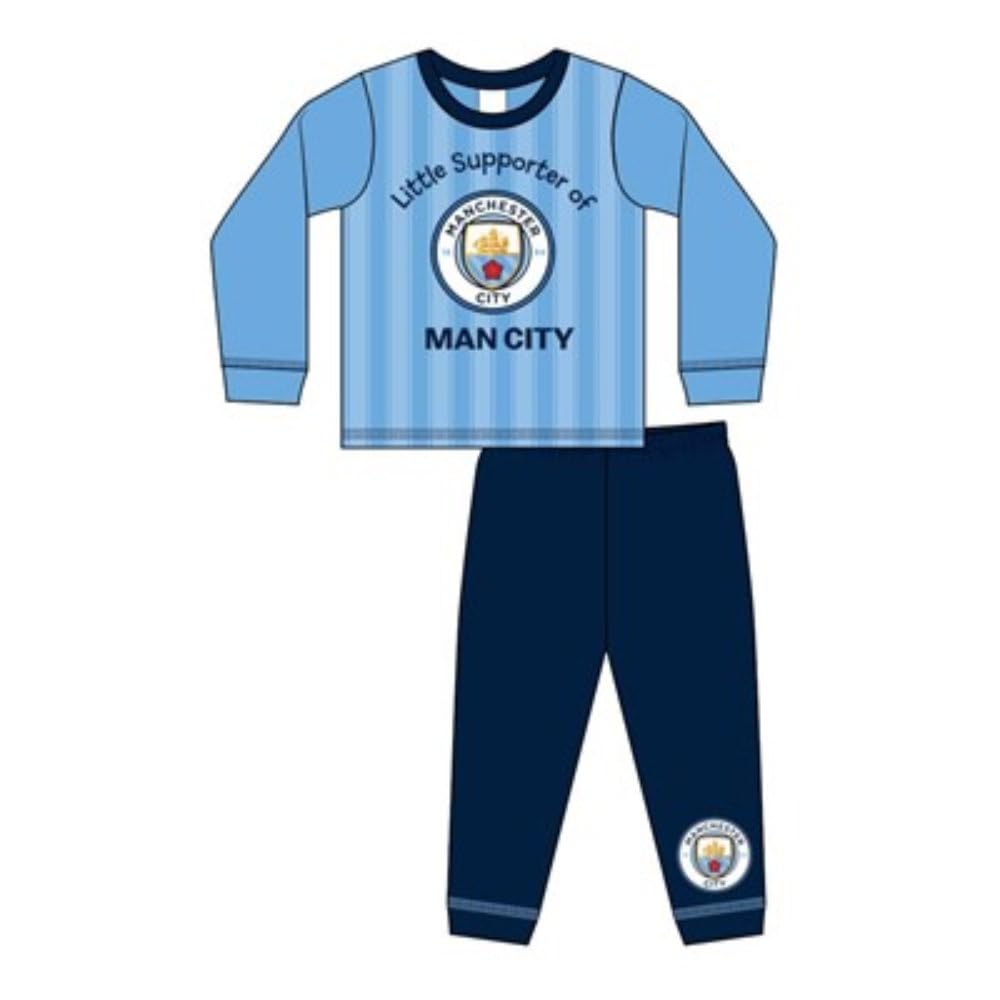 TDP Childrens Official Manchester City FC Pyjamas | Little Boys Girls Kids Football Club Nightwear Pj Set, Age 12-18 Months Blue
