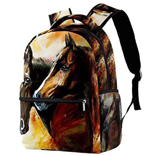 Sacs à dos légers animaux chevaux - Cartable scolaire mixte pour filles et garçons